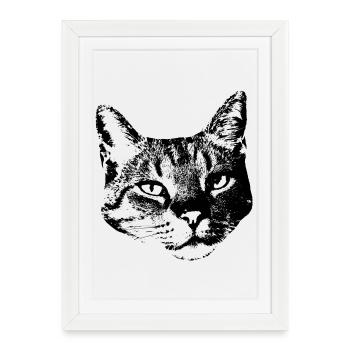 Chat Chat Chat Chat Chemise Cadeau - Affiche encadrée (27 × 37 cm) - blanc - Devant
