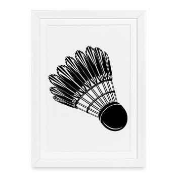 Badminton Badminton Badminton Dessin - Affiche encadrée (27 × 37 cm) - blanc - Devant