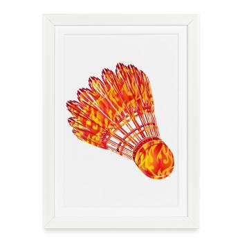 Badminton Badminton Fire Drawing - Framed poster (27 × 37 cm) - white - Front