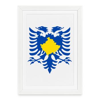 Albanie Kosovo Drapeau - Affiche encadrée (27 × 37 cm) - blanc - Devant