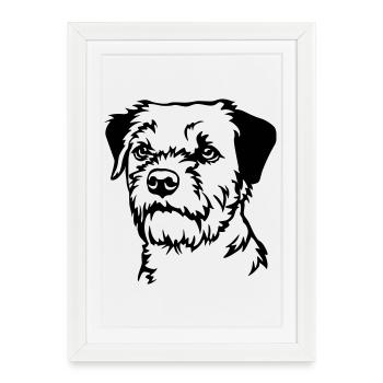 Border Terrier Head - Framed poster (27 × 37 cm) - white - Front