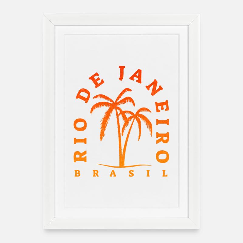 | rio de Janeiro Brésil | Palmier - Affiche encadrée (27 × 37 cm) - blanc