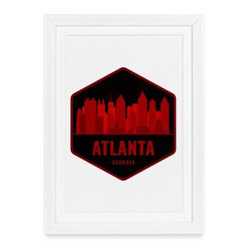 Atlanta Skyline Silhouette Red - Framed poster (27 × 37 cm) - white - Front