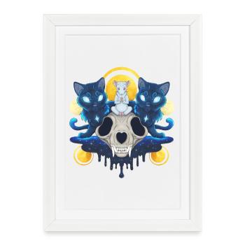 Nezumi Sensei: Zen Ninja Mouse and Guardian Cats - Framed poster (27 × 37 cm) - white - Front