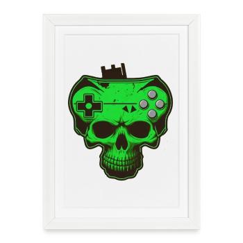 skull gamer - Affiche encadrée (27 × 37 cm) - blanc - Devant