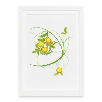 Pêches, fruits - Affiche encadrée (27 × 37 cm) - blanc - Devant