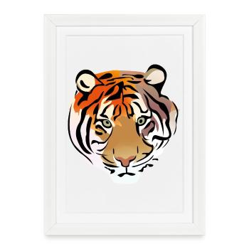 Fascinant portrait de tigre aux lignes abstraites - Affiche encadrée (27 × 37 cm) - blanc - Devant