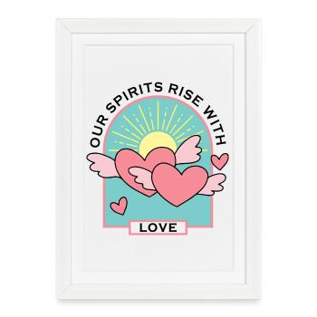 Nos esprits s’élèvent avec amour - Mignons cœurs d’amour - Affiche encadrée (27 × 37 cm) - blanc - Devant