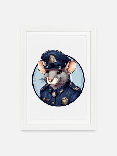 Ratten Polizistin - Gerahmtes Poster (27 × 37 cm) - Weiß