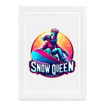 Reine des neiges Snowboard d’hiver Queen Design - Affiche encadrée (27 × 37 cm) - blanc - Devant