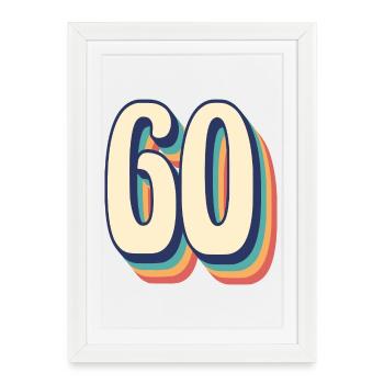 Vintage Retro T-Shirt Number 60 Sixty - Framed poster (27 × 37 cm) - white - Front