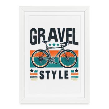 Vélo rustique aventure style vélo gravel - Affiche encadrée (27 × 37 cm) - blanc - Devant