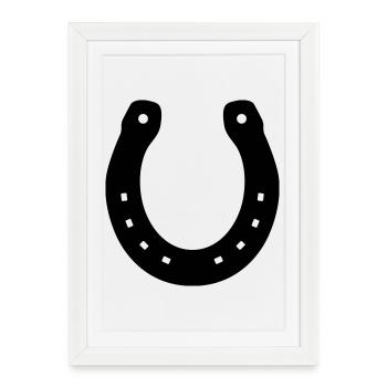 Fer à cheval Cheval Bonne Chance Symbole Couleur de surface - Affiche encadrée (27 × 37 cm) - blanc - Devant