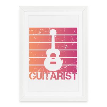 Guitariste - Affiche encadrée (27 × 37 cm) - blanc - Devant
