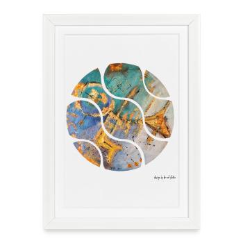 Abstraction colorée avec des accents dorés - Affiche encadrée (27 × 37 cm) - blanc - Devant