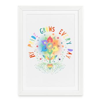 Fleur avec racine symbole de fierté et d’appartenance - Affiche encadrée (27 × 37 cm) - blanc - Devant