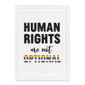 Mois de la fierté LGBT - Les droits de l’homme ne sont pas facultatifs - Affiche encadrée (27 × 37 cm) - blanc - Devant