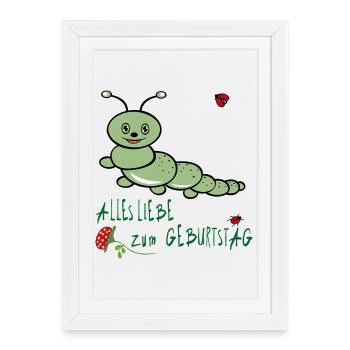 Geburtstag, Happy Birthday - Framed poster (27 × 37 cm) - white - Front