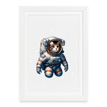 A cat in an astronaut suit - Framed poster (27 × 37 cm) - white - Front