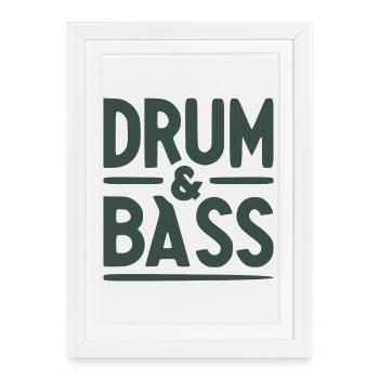 Drum and bass, dnb jungle music , drum n bass - Affiche encadrée (27 × 37 cm) - blanc - Devant