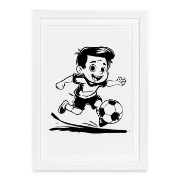 Soccer Boy Cartoon Look - Framed poster (27 × 37 cm) - white - Front