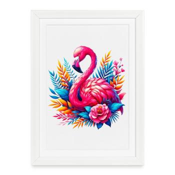 Flamant - Affiche encadrée (27 × 37 cm) - blanc - Devant