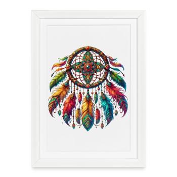 Attrape-rêves coloré : protection pour les bons rêves - Affiche encadrée (27 × 37 cm) - blanc - Devant