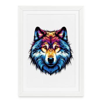 Loup - Affiche encadrée (27 × 37 cm) - blanc - Devant