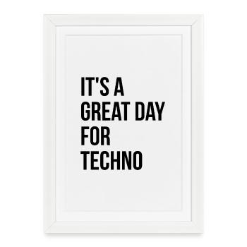 Techno Techno Techno - Affiche encadrée (27 × 37 cm) - blanc - Devant
