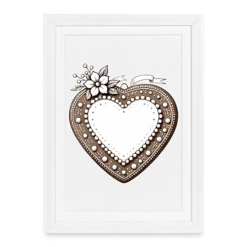 Cadre Coeur en Pain d’Épices Tradition et amour combinés - Affiche encadrée (27 × 37 cm) - blanc - Devant