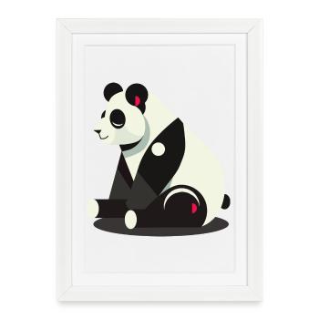 Panda géométrique – minimaliste et mignon - Affiche encadrée (27 × 37 cm) - blanc - Devant