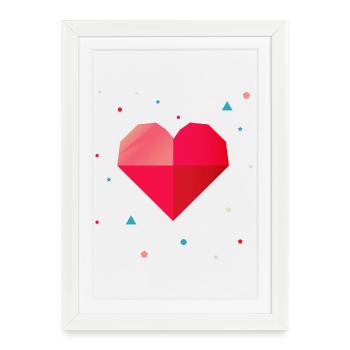Coeur géométrique – Design moderne et coloré - Affiche encadrée (27 × 37 cm) - blanc - Devant