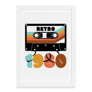 Retro 1980 Eighties Music Tape Cassette - Framed poster (27 × 37 cm) - white - Front