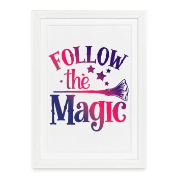 Suivez le balai magique - Affiche encadrée (27 × 37 cm) - blanc - Devant