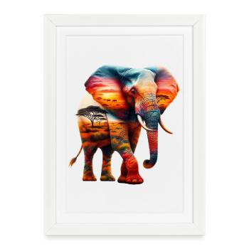 Éléphant - Affiche encadrée (27 × 37 cm) - blanc - Devant