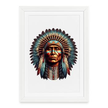 Amérindien Américain - Affiche encadrée (27 × 37 cm) - blanc - Devant