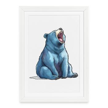 Aquarelle Ours Bleu - Affiche encadrée (27 × 37 cm) - blanc - Devant