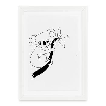 Koala - Graphic in black and white - Framed poster (27 × 37 cm) - white - Front