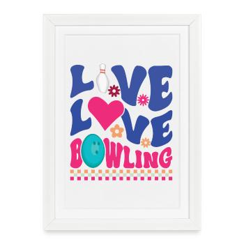 Live, Love, Bowling - Framed poster (27 × 37 cm) - white - Front