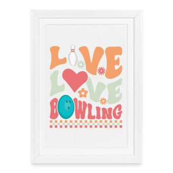 Live Love Bowling - Framed poster (27 × 37 cm) - white - Front