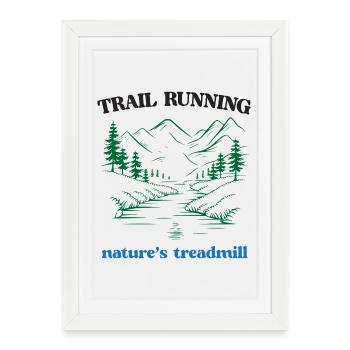 Course sur sentier - Tapis roulant de la nature - Affiche encadrée (27 × 37 cm) - blanc - Devant