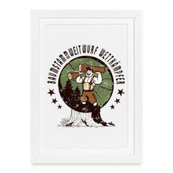 Compétiteurs de lancer de tronc d’arbre - Affiche encadrée (27 × 37 cm) - blanc - Devant