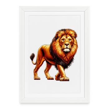 Lion - Framed poster (27 × 37 cm) - white - Front