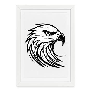 Silhouette élégante de portrait d’aigle - Affiche encadrée (27 × 37 cm) - blanc - Devant