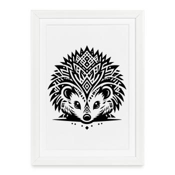 Hérisson tribal - Affiche encadrée (27 × 37 cm) - blanc - Devant