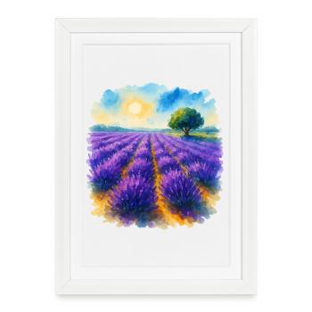 Lavender field - Framed poster (27 × 37 cm) - white - Front