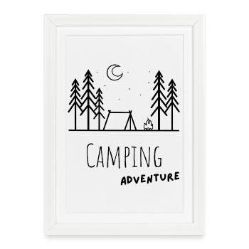 Mondsilhouette Nacht Minimalismus - Gerahmtes Poster (27 × 37 cm) - Weiß - Vorne