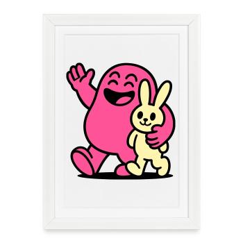 Heureux amis ! - Affiche encadrée (27 × 37 cm) - blanc - Devant