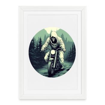 Moto fantôme / Motard Fantômes - Affiche encadrée (27 × 37 cm) - blanc - Devant