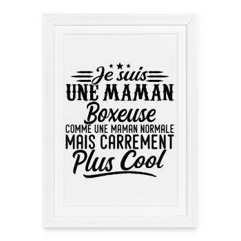 Maman Boxeuse: normale, mais en plus badass - Affiche encadrée (27 × 37 cm) - blanc - Devant